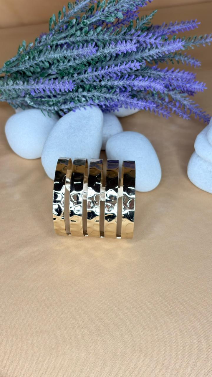 Hammered Gold Kada Stack